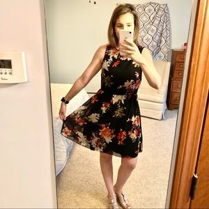 Loft Floral Fit and Flare Dress